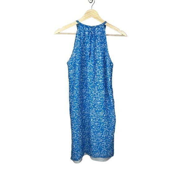 Diane Von Furstenburg Womens Blue White Fleck Silk Lainey Shift‎ Mini Dress 0 - Picture 3 of 6